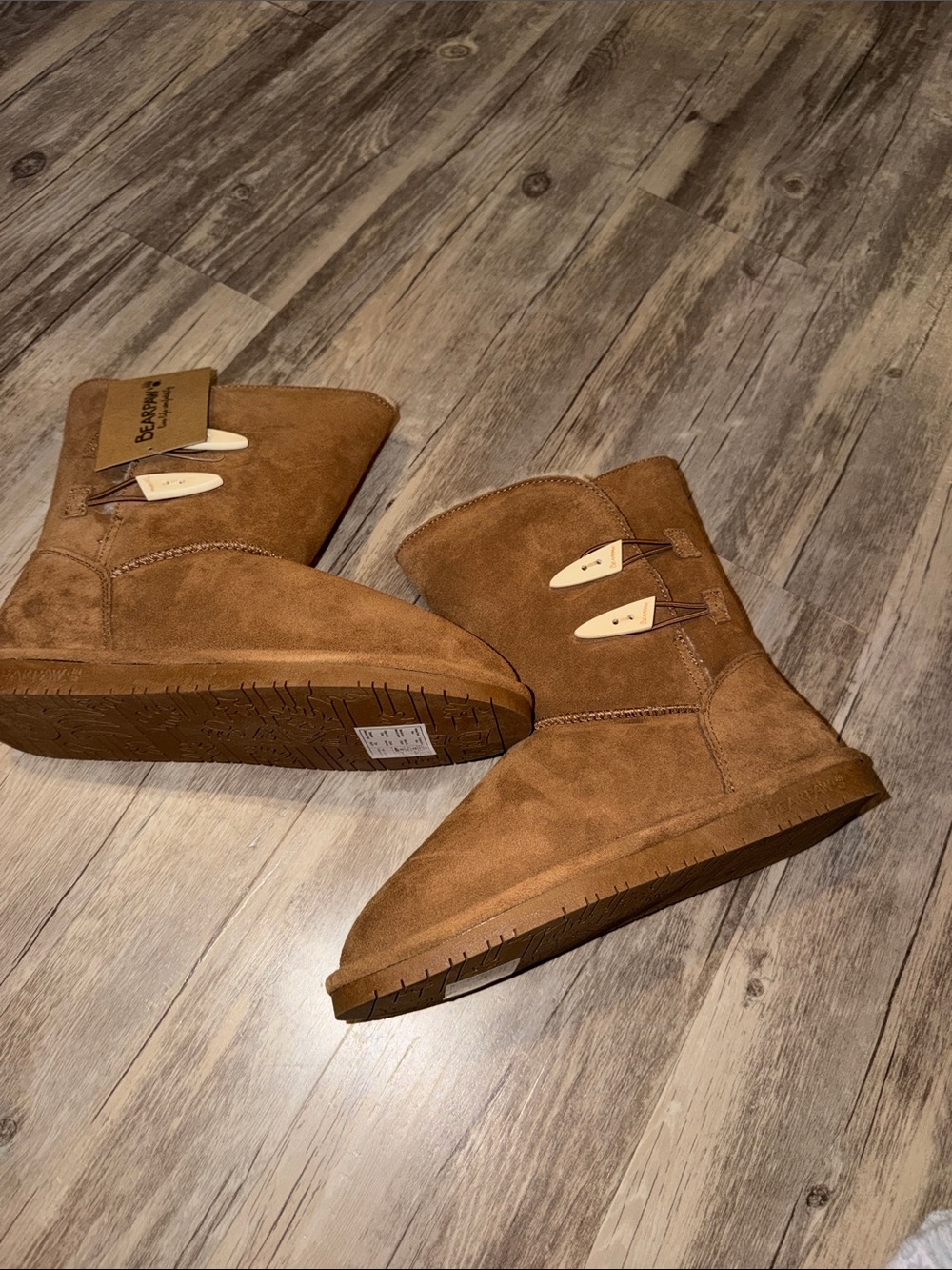 BearPaw Women’s Chestnut Suede Toggle Ankle Boots